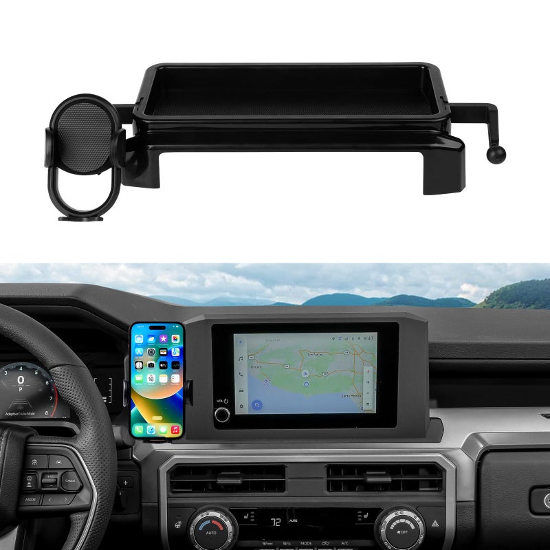 Autorder Car Phone Holder for 2024-2025 2026 Toyota Tacoma Accessories 8-Inch Cell Phone Mount with Dash Organizer Hands-Free 360 Degree Rotation(Not fit 14" Screen) - Image 1