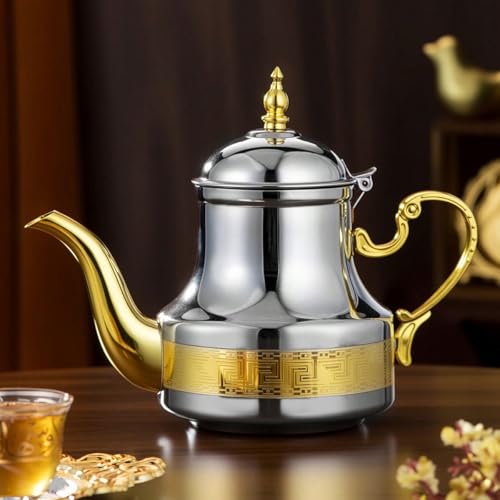 choxila Moroccan Teapot 12L Arabic Style Stainless Steel Teapot Teapot Moroccan Tea Service Traditional Religious Style Tea Kettles - Image 3