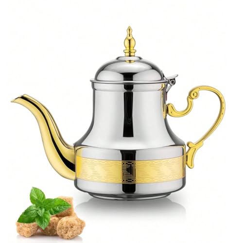 choxila Moroccan Teapot 12L Arabic Style Stainless Steel Teapot Teapot Moroccan Tea Service Traditional Religious Style Tea Kettles - Image 1