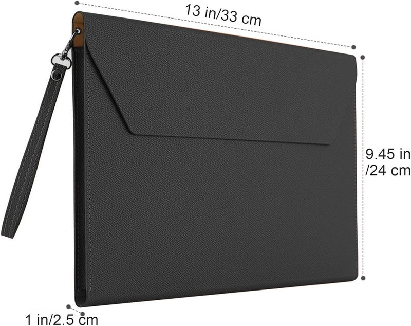 KASTWAVE Pu Leather A4 File Folder, Document Portfolio Holder Waterproof Portfolio Envelope Folder For A4 Size Magnetic Closure Leather Envelope For School Home And Office Stationery - Image 2