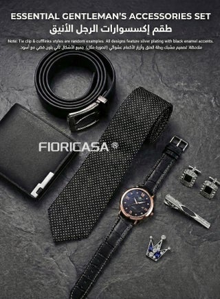 Premium 7-in-1 Men's Gift Set Business Luxury Watch Wallet Belt Tie Cufflinks Tie Clip Combo Set for Men Birthday Anniversary Father's Day Gifts - view 2