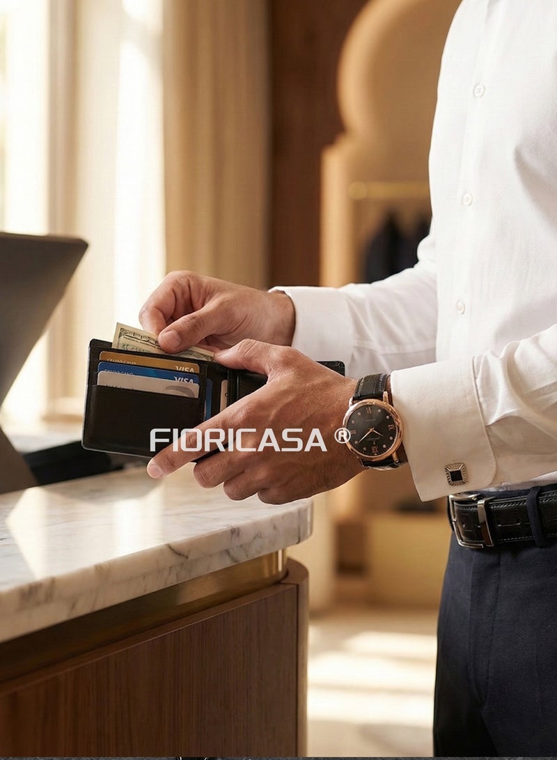 طقم هدايا رجالي فاخر 7 قطع - ساعة يد، محفظة، حزام جلد، كرفتة، أزرار أكمام ومشبك كرفتة - أفضل هدية فخمة للرجال - view 4