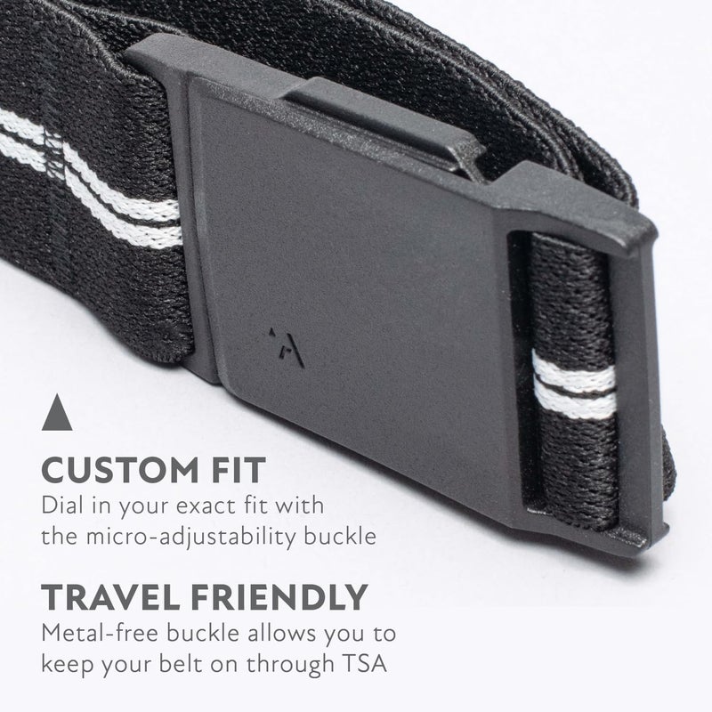 Arcade Belts Explore Adventure Belt, Stretch Webbing, Travel-Friendly, One Size Fits Most, Stripe - Black/White - Image 3