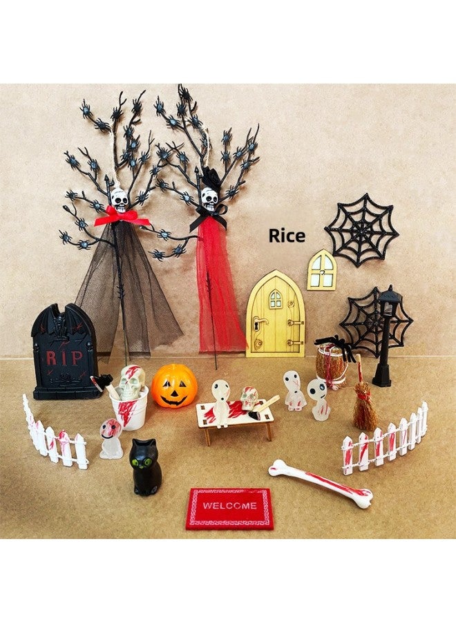 Loquat Micro-scene Luminous Ornaments Set Mini Broom Doll House Spider Ghost Bride Model Props-Color:Luminous 30-piece Set 【GL-51】 Color Box 27*14.5*4.5 240g - Image 1