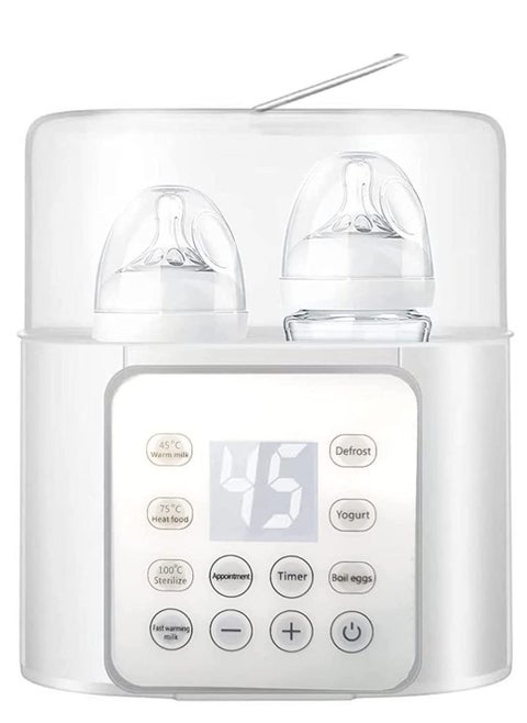 Baby Bottle Warmer and Breast Milk Warmer, 6-in-1 Multifuntion Fast Baby Food Heater & Defrost Warmer with Timer for Twins, LCD Display Accurate Temperature Adjustment, 24H Constant Mode (White)