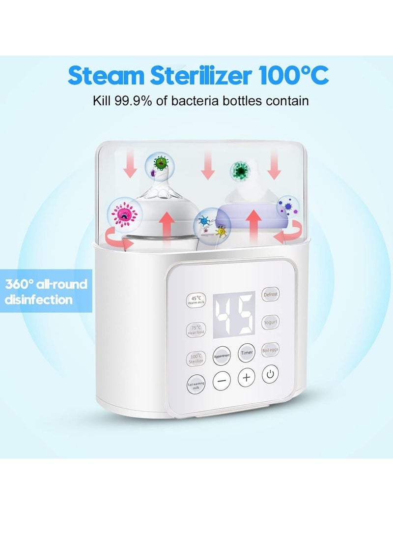 Generic - Baby Bottle Warmer and Breast Milk Warmer, 6-in-1 Multifuntion Fast Baby Food Heater & Defrost Warmer with Timer for Twins, LCD Display Accurate Temperature Adjustment, 24H Constant Mode (White) - Image 1
