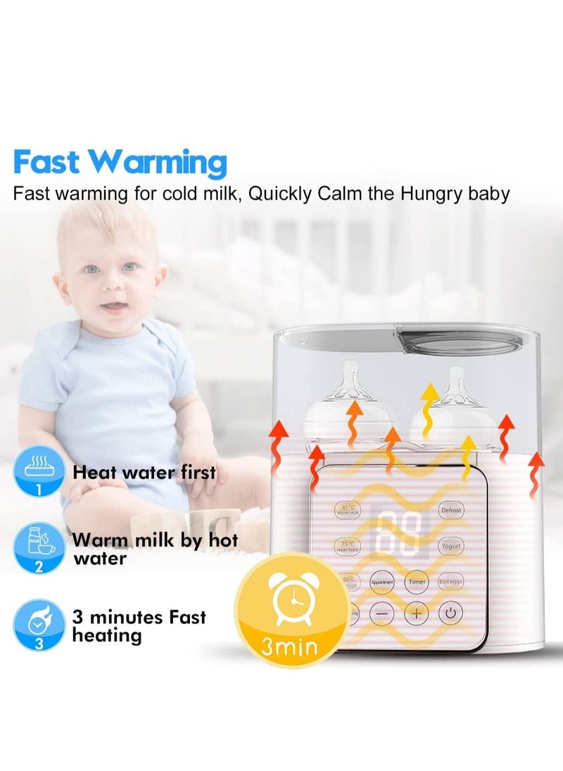 Generic - Baby Bottle Warmer and Breast Milk Warmer, 6-in-1 Multifuntion Fast Baby Food Heater & Defrost Warmer with Timer for Twins, LCD Display Accurate Temperature Adjustment, 24H Constant Mode (White) - Image 1