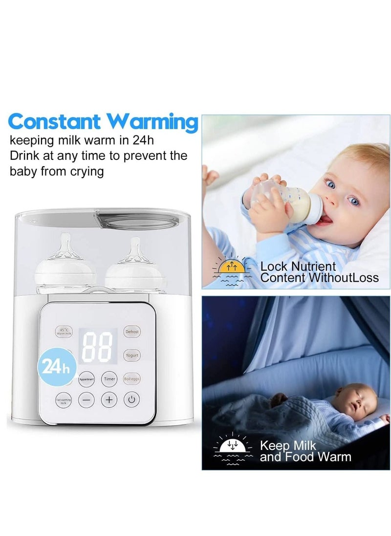 Generic - Baby Bottle Warmer and Breast Milk Warmer, 6-in-1 Multifuntion Fast Baby Food Heater & Defrost Warmer with Timer for Twins, LCD Display Accurate Temperature Adjustment, 24H Constant Mode (White) - Image 1