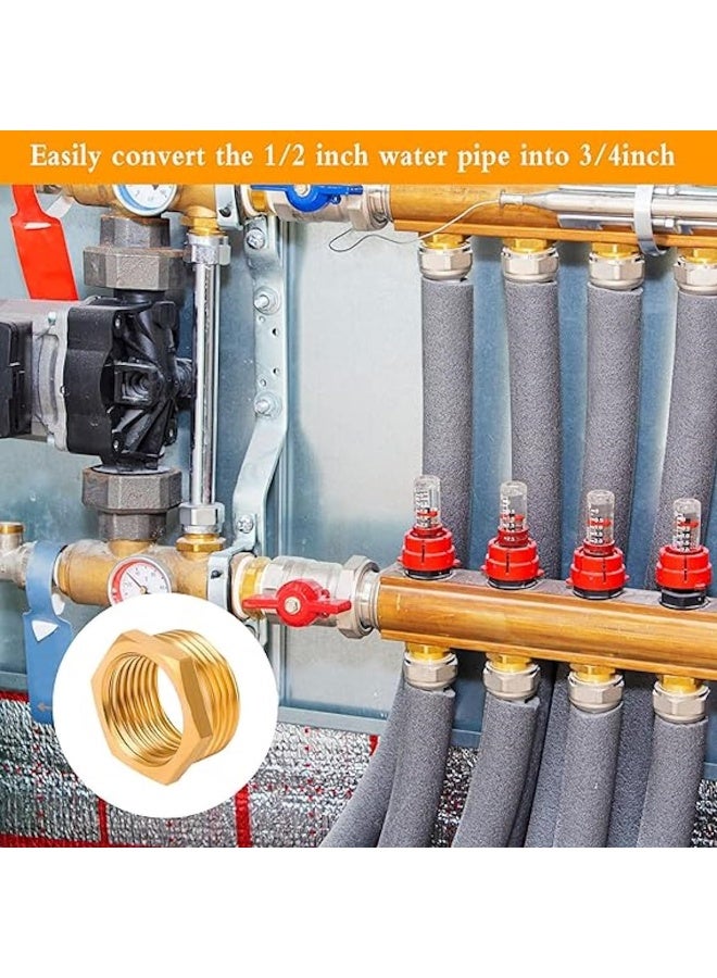 Royal Apex Pack Of 2 Brass Reducer Bsp Male Thread To Bsp Female Thread Reducing Bush Hex Reducer Bushing Hose Pipe Fitting Connector Adapter (3/4''X1/2'') - Image 4