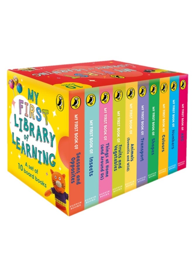 My First Library of Learning: Box set, Complete collection of 10 early learning board books for super kids, 0 to 3 | ABC, Colours, Opposites, Numbers, Animals (homeschooling/preschool/baby, toddler)  - Image 1