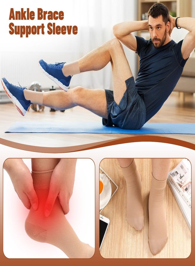 Shinymoon 4 Pairs Ankle Compression Socks 15-20 Mmhg Closed Toe Ankle Compression Sleeve Brace Support Sleeve Support Anklet for Women Men(Nude Color,S/m) - Image 5