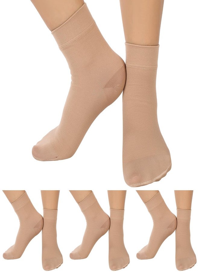 Shinymoon 4 Pairs Ankle Compression Socks 15-20 Mmhg Closed Toe Ankle Compression Sleeve Brace Support Sleeve Support Anklet for Women Men(Nude Color,S/m) - Image 1