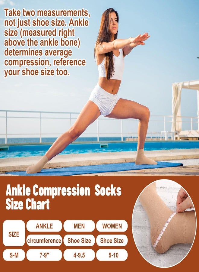 Shinymoon 4 Pairs Ankle Compression Socks 15-20 Mmhg Closed Toe Ankle Compression Sleeve Brace Support Sleeve Support Anklet for Women Men(Nude Color,S/m) - Image 2