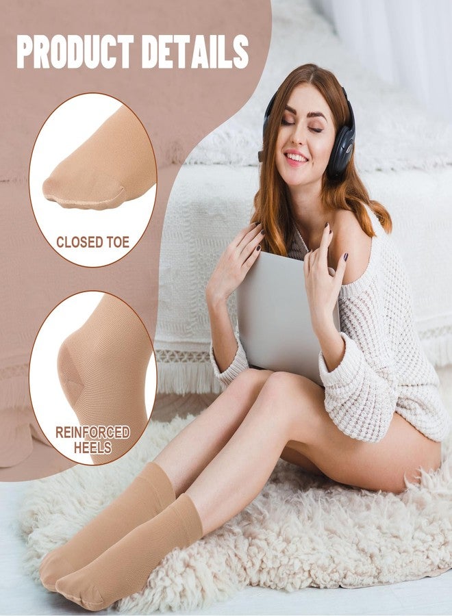 Shinymoon 4 Pairs Ankle Compression Socks 15-20 Mmhg Closed Toe Ankle Compression Sleeve Brace Support Sleeve Support Anklet for Women Men(Nude Color,S/m) - Image 4