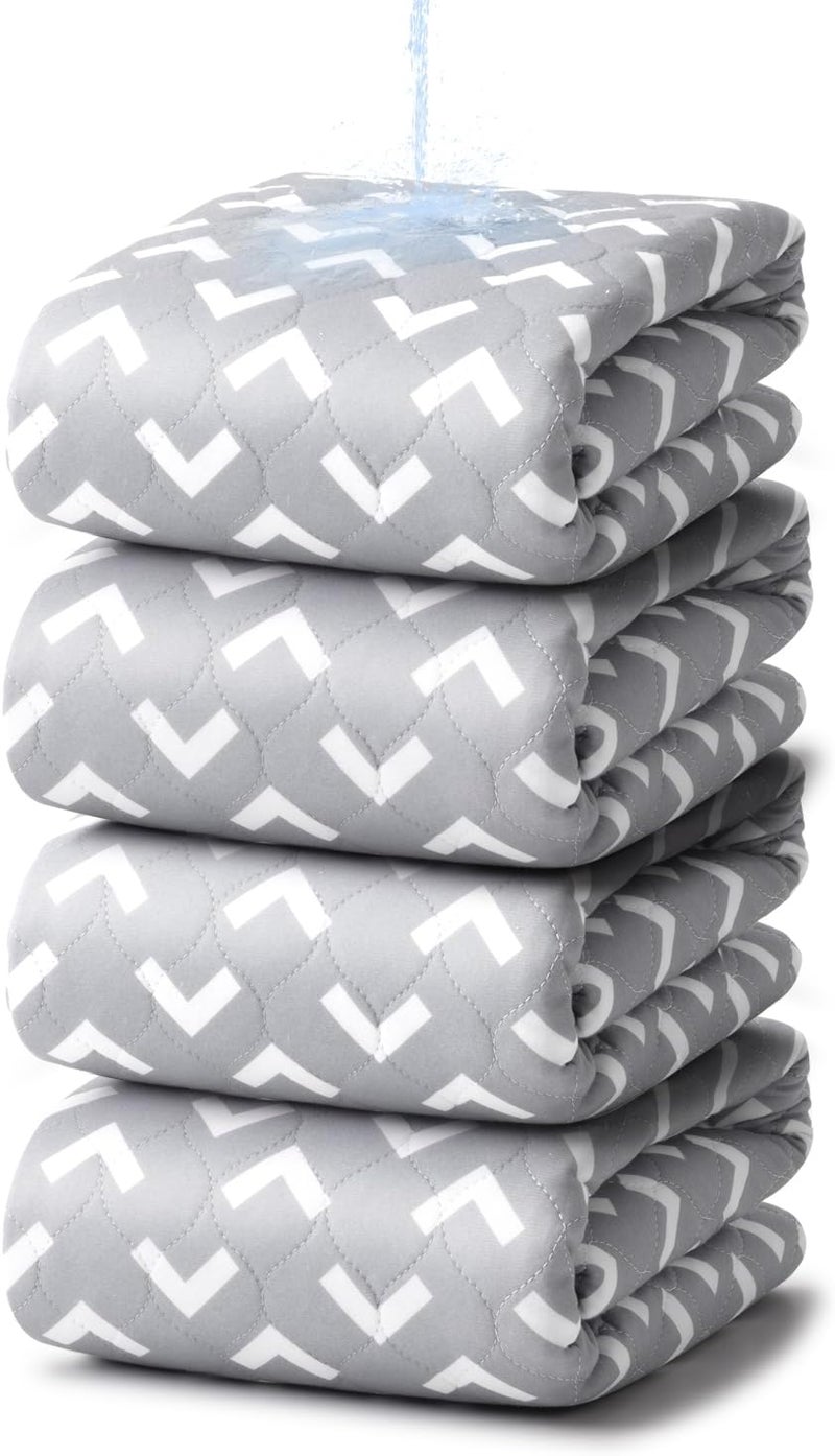 Brosive Non-Slip Bed Pads for Incontinence Washable (34" x 36"|4 Pack), Waterproof Bed Pads, Bed Wetting Pads for Bed, Sofa, Floor, Resuable Underpads for Adults, Seniors, Pet 