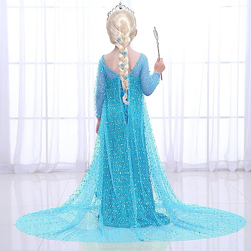 G.C Girls Princess Dress Costume Princess Dress Up Clothes with Long Cape Kids Toddler Wig Crown Wand Jewelry Necklace Accessories Halloween Cosplay Birthday Party Supplies - Image 3
