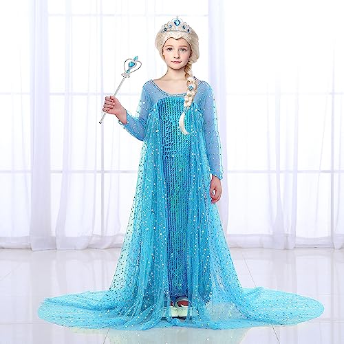 G.C Girls Princess Dress Costume Princess Dress Up Clothes with Long Cape Kids Toddler Wig Crown Wand Jewelry Necklace Accessories Halloween Cosplay Birthday Party Supplies - Image 2