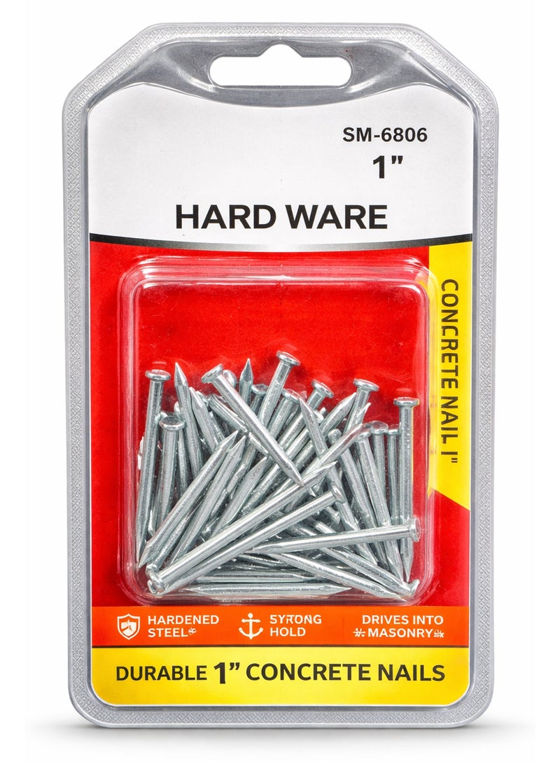 1 Inch Galvanized Concrete Nails – Rust Resistant Steel Nails for Concrete and Wood Fixing – Sharp Tip Strong Holding Nails for Construction, Repair and DIY Use - Image 1