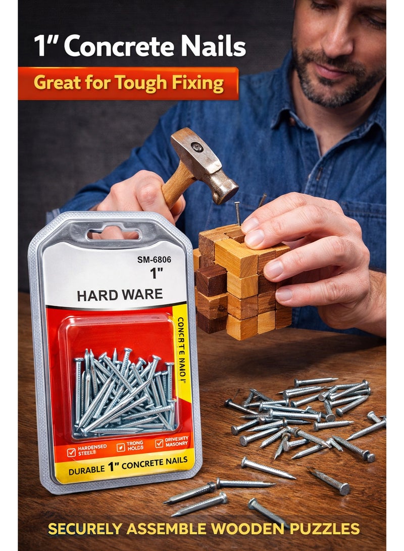1 Inch Galvanized Concrete Nails – Rust Resistant Steel Nails for Concrete and Wood Fixing – Sharp Tip Strong Holding Nails for Construction, Repair and DIY Use - Image 2