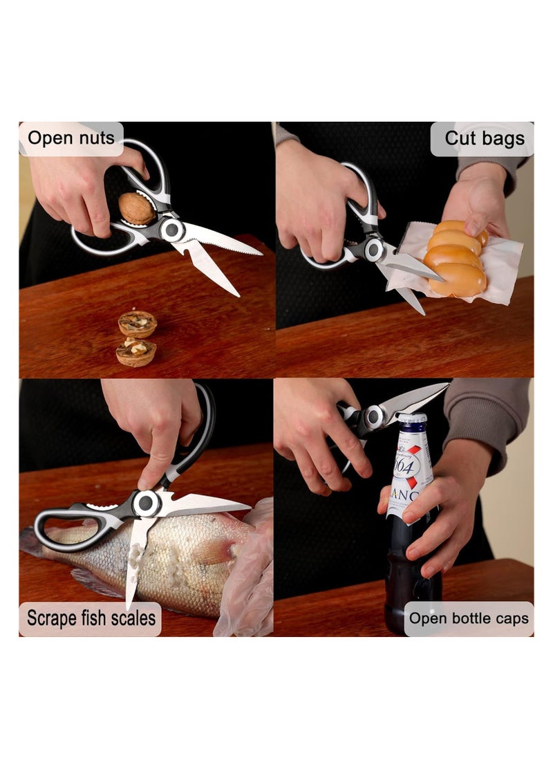 HaHaHai 2 Pack Heavy Duty Kitchen Scissors, Multifunctional Kitchen Shears with Sharp Stainless Steel Blades and Blade Cover Cooking Scissors for Meat, Chicken, Fish, Herbs and Vegetables  - Image 3
