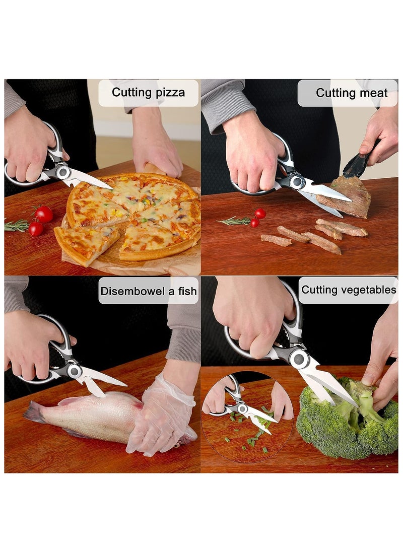 HaHaHai 2 Pack Heavy Duty Kitchen Scissors, Multifunctional Kitchen Shears with Sharp Stainless Steel Blades and Blade Cover Cooking Scissors for Meat, Chicken, Fish, Herbs and Vegetables  - Image 4