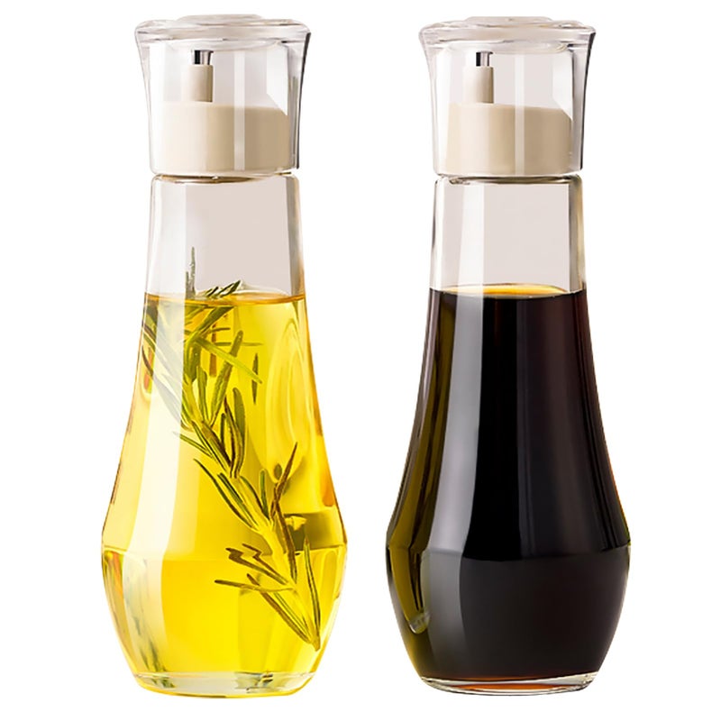 Summark Diamond Olive Oil Dispenser Bottle,Oil and Vinegar Dispenser for kitchen,Elegant Glass Cooking Oil Dispenser,Dispenser Bottle of 10 OZ - Set of 2 - Image 1