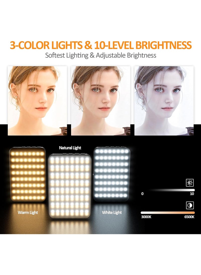 إضاءة سيلفي مغناطيسية، 128 LED، ضوء هاتف متوافق مع الهاتف، والباد، واللاب توب، والكاميرا، 3 أوضاع لتعديل الإضاءة، ضوء سيلفي للهاتف للتصوير الفوتوغرافي/تيك توك/مكالمات زوم/مؤتمرات الفيديو. - Image 3