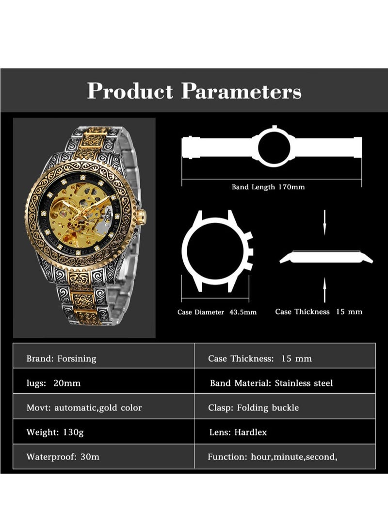 FORSINING Men's Hollow Carved Watch Automatic Watch Men's Waterproof Watch 8213