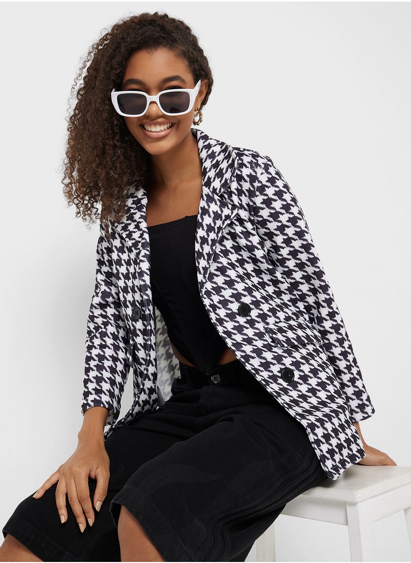 Ginger Houndstooth Oversize Longline Coat  - Image 1