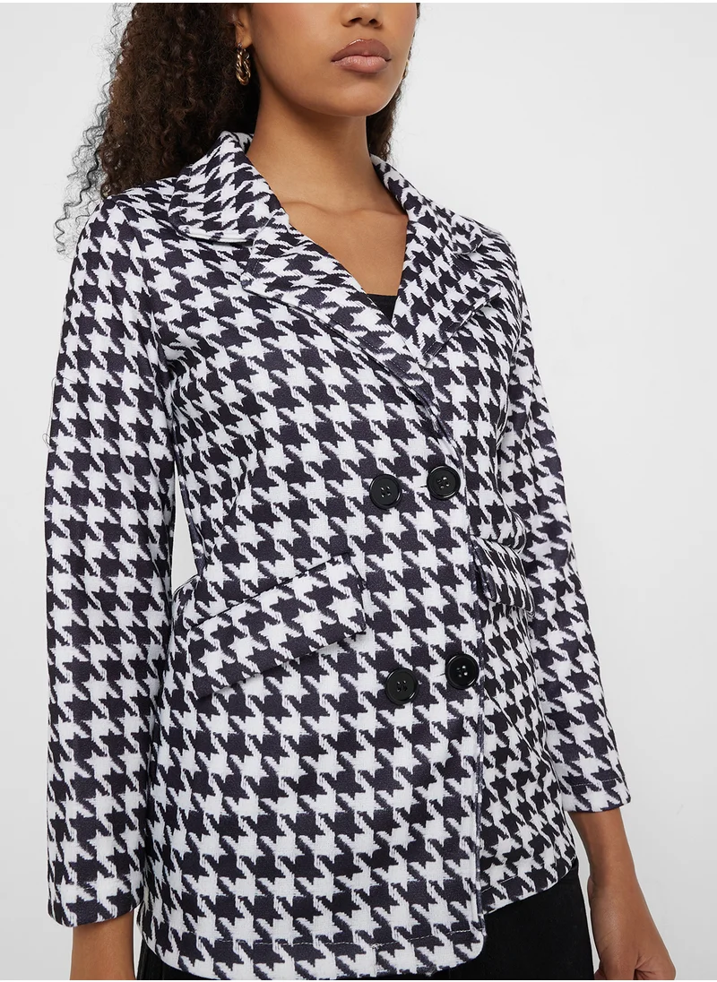 Ginger Houndstooth Oversize Longline Coat
