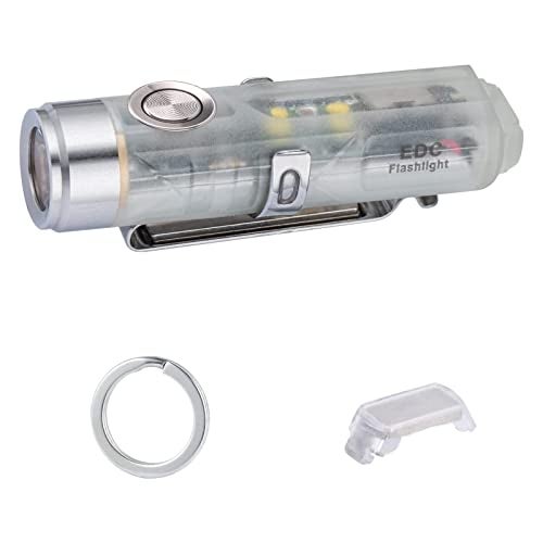 RovyVon Aurora A5 G4 Rechargeable Keychain Flashlight, USB C Charging, 5000K, 420 Lumens EDC Flashlights with Magnetic Pocket Clip and Base, Fluorescent, Red Signal/White Sidelight - Image 1