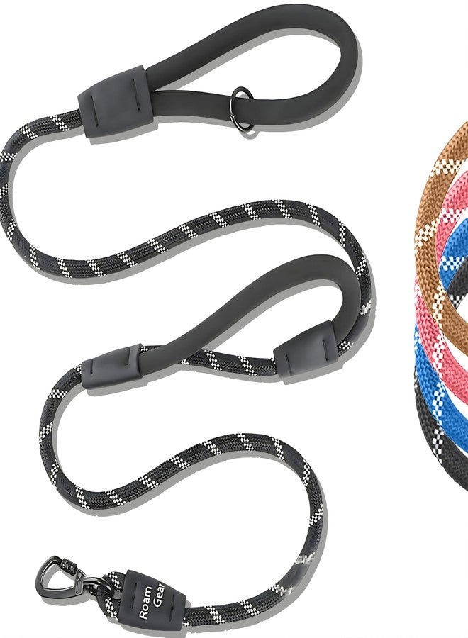 Roam Gear طوق كلاب بطول 6 أقدام، مقبضان مبطنان إضافيان، مشبك كارابين قابل للقفل، عاكس للضوء لزيادة الرؤية الليلية، مقاوم للماء، طوق حبل متين، من روم جير (أسود) - Image 1