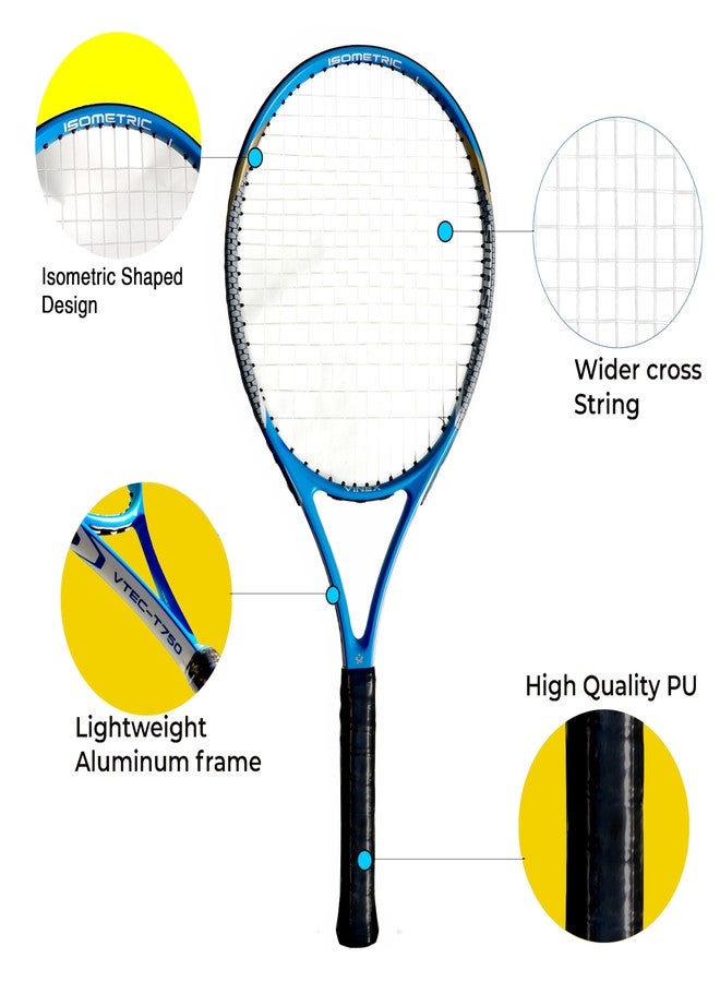 Vinex VTEC T750 Tennis Racquet - 27 Inch Carbon & Aluminum Racket, Lightweight 295g, Grip Size 6, Single Piece Construction with Carrying Bag - Image 5