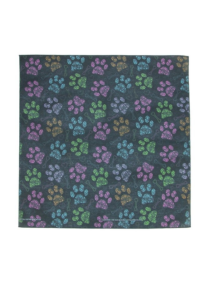 CTM® Colorful Dog Paw Print Bandana, Black - Image 1