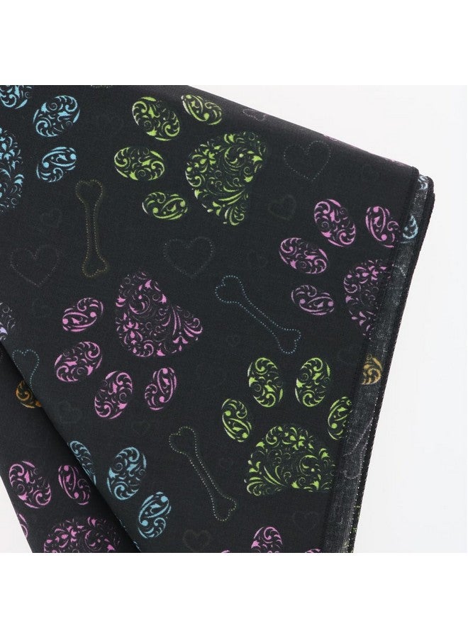 CTM® Colorful Dog Paw Print Bandana, Black - Image 3