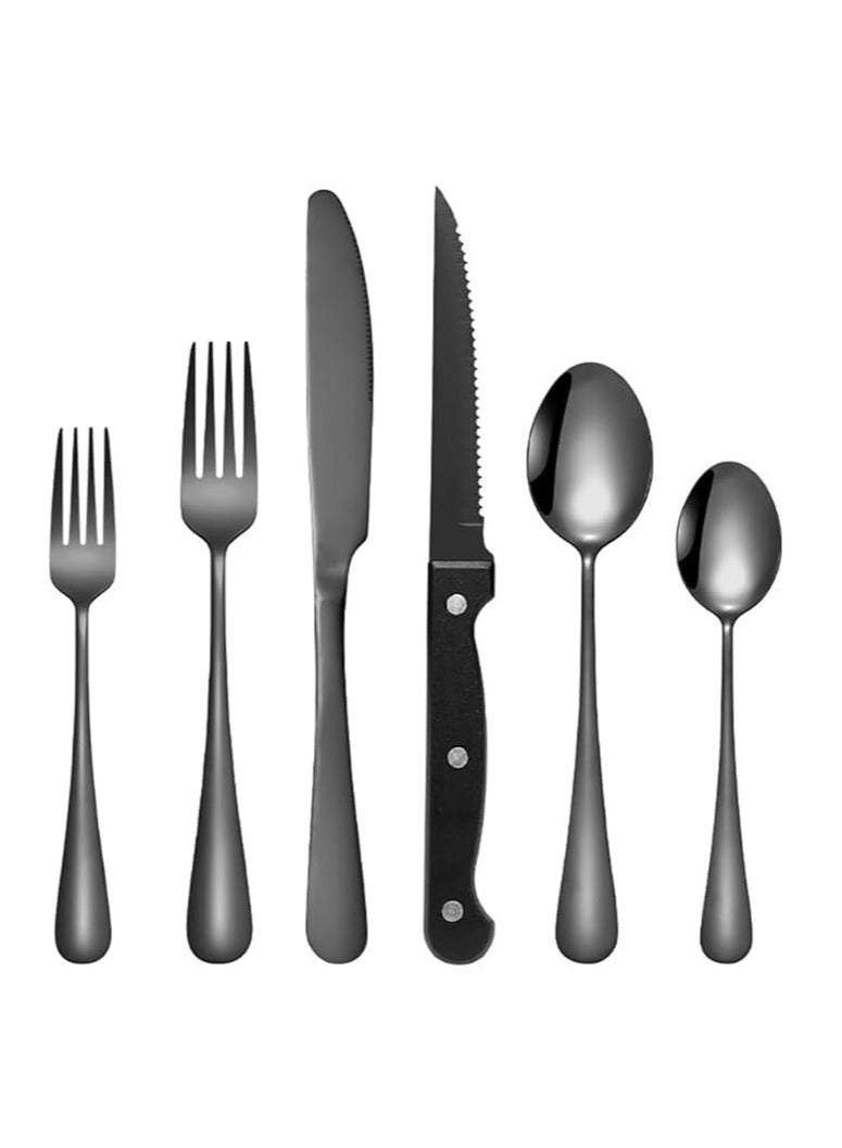 general Black Cutlery Set 4 Servings Deluxe 24 Piece Elegant Western Steak Cutlery Cutlery Set for Home, Restaurant, Dishwasher - Image 1
