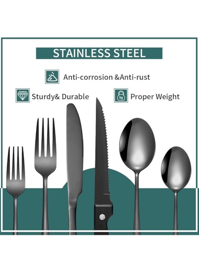 general Black Cutlery Set 4 Servings Deluxe 24 Piece Elegant Western Steak Cutlery Cutlery Set for Home, Restaurant, Dishwasher - Image 3