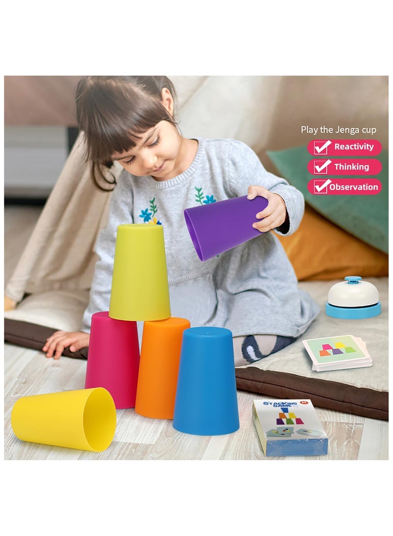 Battle Stacking Cups (54 Cards, 12 Cups, 1 Bell) - Color Sorting Cognitive Training Table Game, Puzzle Competitive Parent-Child Interactive Toy for Halloween  - Image 5