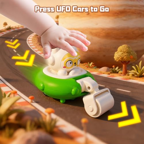 YELUFT Cars Toy for 18m Boys Birthday Gift 4 PCS Press to Go Friction Vehicle Racing Car Toys Set for Toddlers Push and Go Car Toys Infant 1st Birthday Gifts for Boys and Girls - Image 5