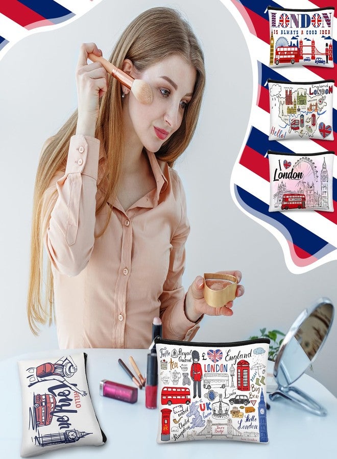 Reginary 6 Pcs City Cosmetic Bag Souvenir Gifts New York Zipper Pouch Chicago Souvenir Seattle Boston Nashville London Paris Italy Alaska Gifts Memento for Women Traveler(London) - Image 5