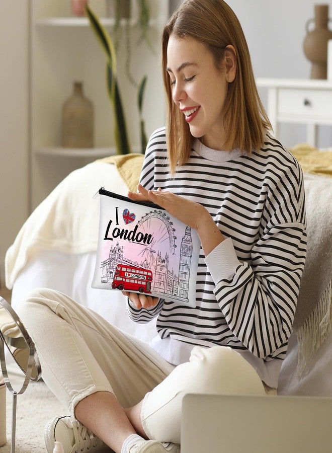 Reginary 6 Pcs City Cosmetic Bag Souvenir Gifts New York Zipper Pouch Chicago Souvenir Seattle Boston Nashville London Paris Italy Alaska Gifts Memento for Women Traveler(London) - Image 4