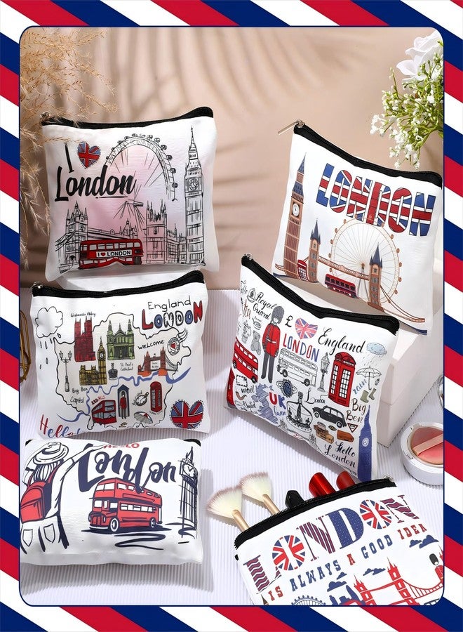 Reginary 6 Pcs City Cosmetic Bag Souvenir Gifts New York Zipper Pouch Chicago Souvenir Seattle Boston Nashville London Paris Italy Alaska Gifts Memento for Women Traveler(London) - Image 3