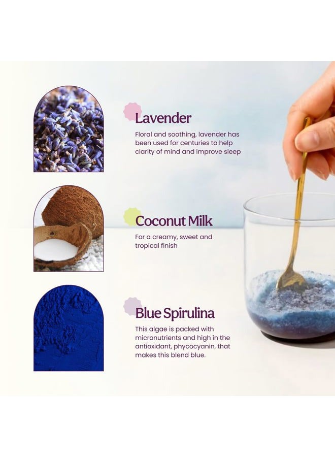 Blume Superfoods Latte - Blue Lavender Powder with Blue Spirulina and Coconut Milk, Caffeine Free, Low-Sugar, Organic, Keto Friendly, Vegan, supports sleep and calmness, Lavender Latte- 25 Servings - Image 5