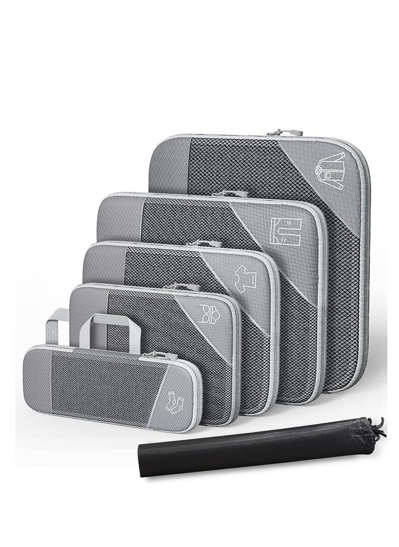 Generic Compression Packing Cubes for Suitcases - 6-Piece Travel Organizer Set for Efficient Packing, Ideal for Men and Women, Gray Travel Accessories for Luggage Organization.  - Image 1