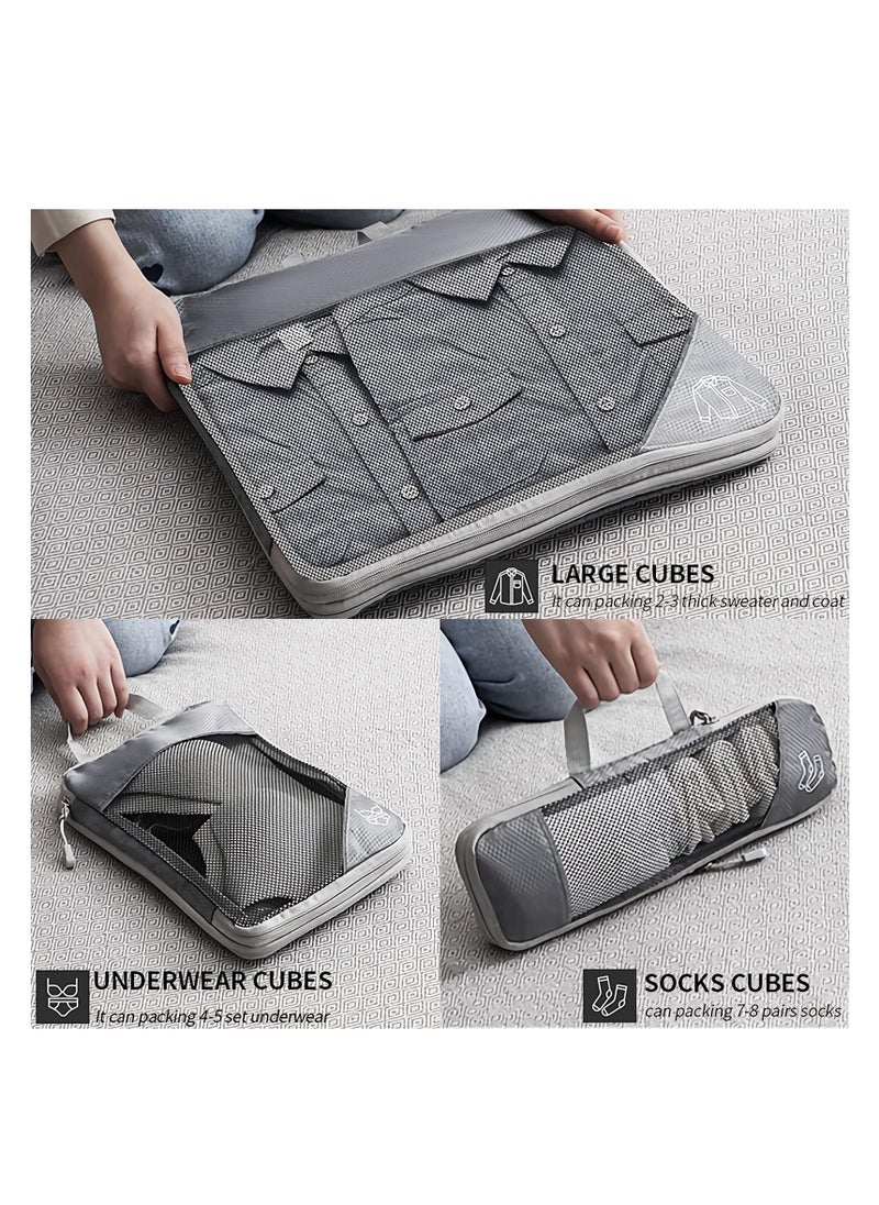 Generic Compression Packing Cubes for Suitcases - 6-Piece Travel Organizer Set for Efficient Packing, Ideal for Men and Women, Gray Travel Accessories for Luggage Organization.  - Image 4