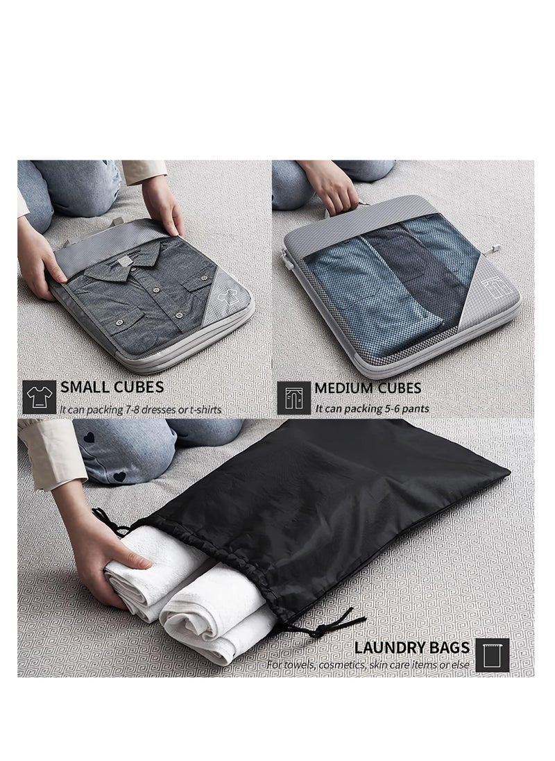 Generic Compression Packing Cubes for Suitcases - 6-Piece Travel Organizer Set for Efficient Packing, Ideal for Men and Women, Gray Travel Accessories for Luggage Organization.  - Image 5