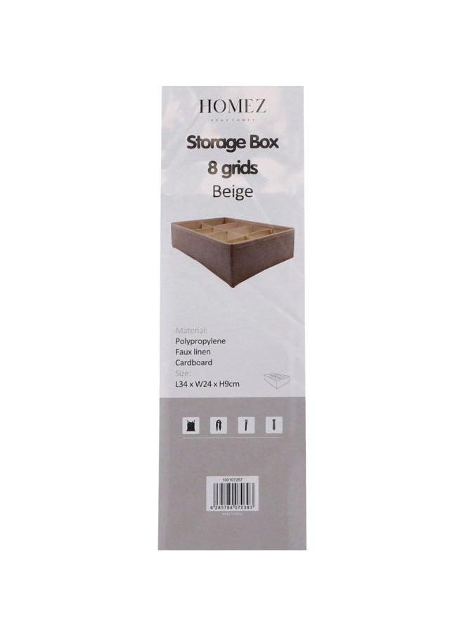 Homez HOMEZ FABRIC 8 COMPARTMENT DRAWER ORGANIZER BEIGE  - Image 1