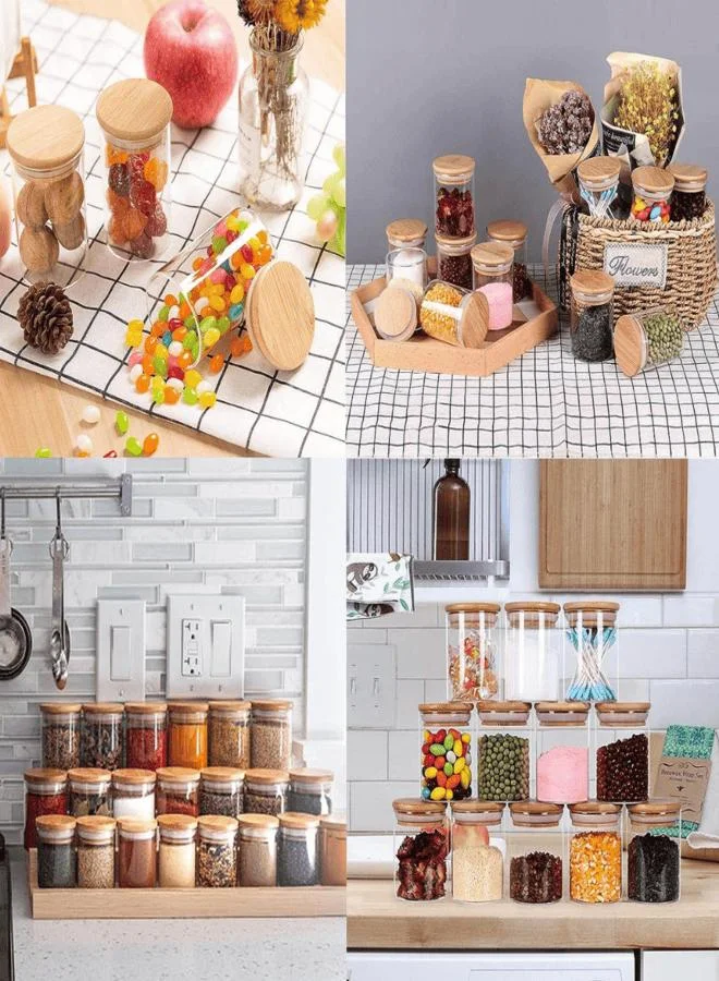 QUESERA Glass Spice Jars with Bamboo Airtight Lids