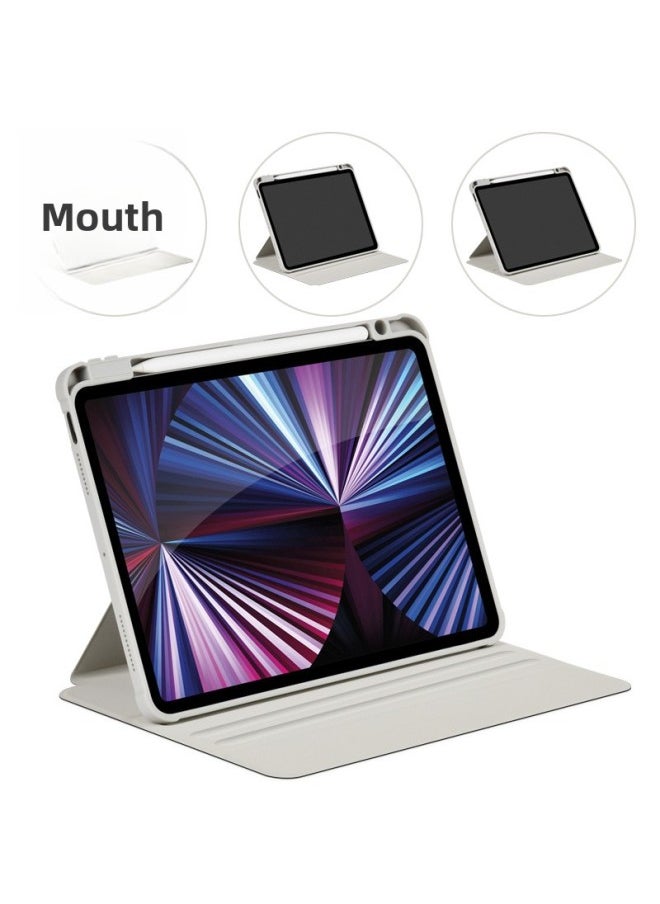Generic - Applicable Ipad10 Generation Rotating Protective Sleeve Multi-gear Adjustment 10.2/10.9/miniTPU Pen Slot 360 Leather Case-Color:White Ice Blue (rotation)-Applicable Model:2025/2024（M2）air13 - Image 1