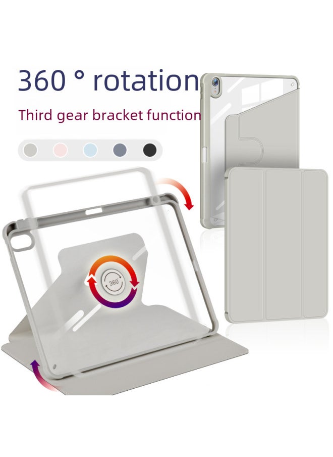 Generic - Applicable Ipad10 Generation Rotating Protective Sleeve Multi-gear Adjustment 10.2/10.9/miniTPU Pen Slot 360 Leather Case-Color:White Ice Blue (rotation)-Applicable Model:2025/2024（M2）air13 - Image 1